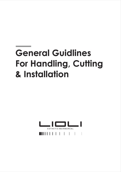 Portada de la guía general de manejo, corte e instalación, con el logotipo de Lioli sobre fondo blanco.